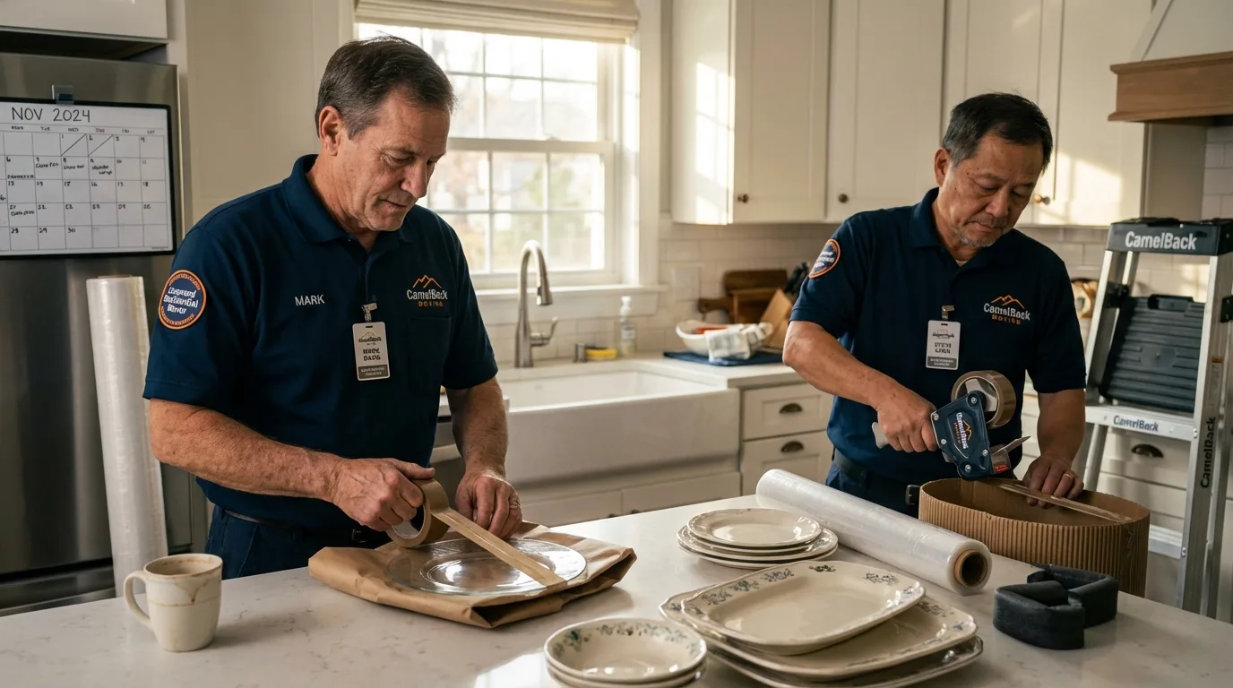 Professional crew packing kitchen dishware in Pike Road, AL